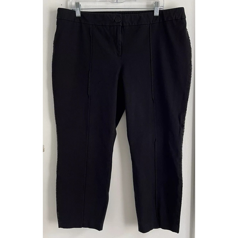 Alfani Black Women's Dress Pants Size 18 Slacks Embroidered Side Detail